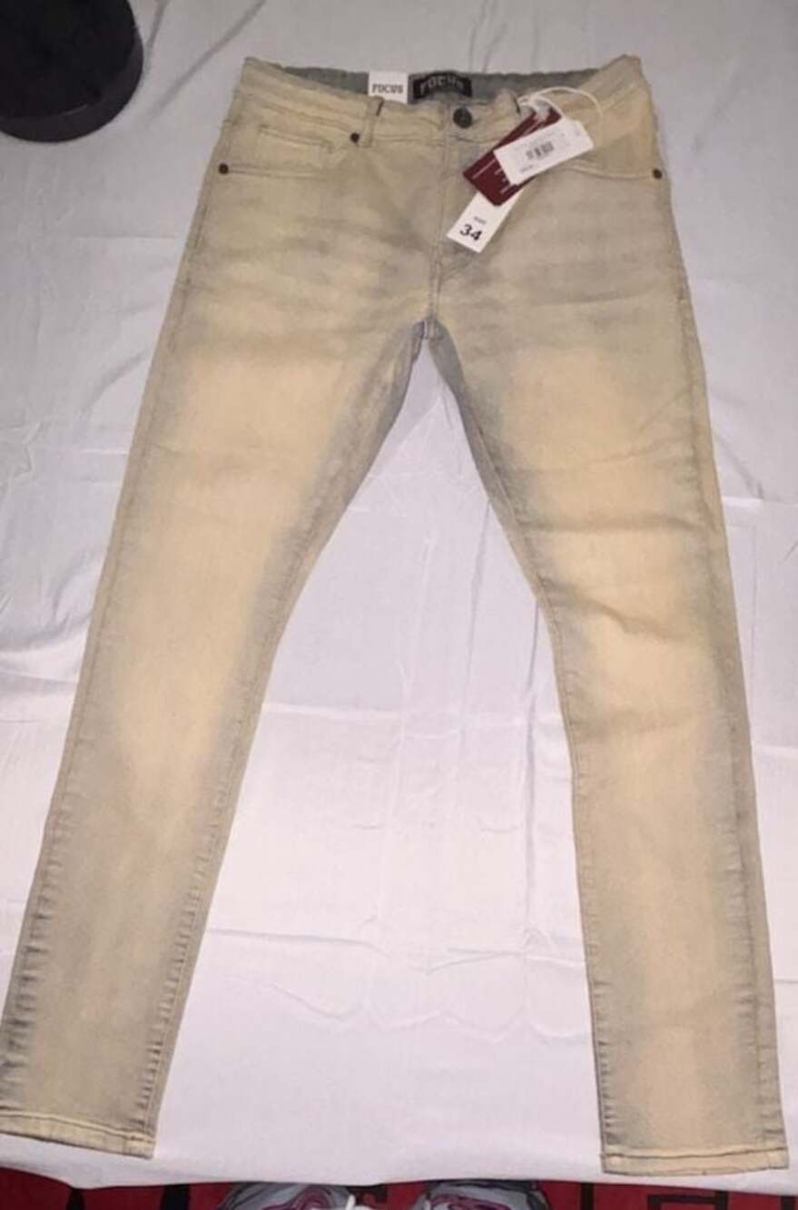 Focus Jeans Sand Wash Skinny Fit Men's Denim Size 34